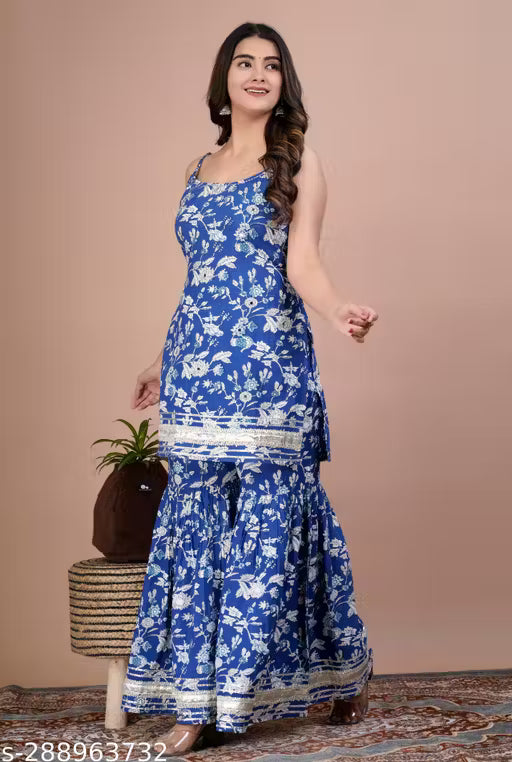 Koko Aqua Sleeveless Trending Sharara Set