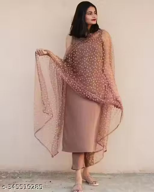 BEAUTIFUL BROWN KURTA SETS WITH DUPATTA AND BOTTOMWEAR