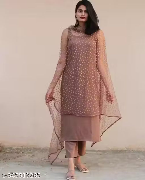 BEAUTIFUL BROWN KURTA SETS WITH DUPATTA AND BOTTOMWEAR