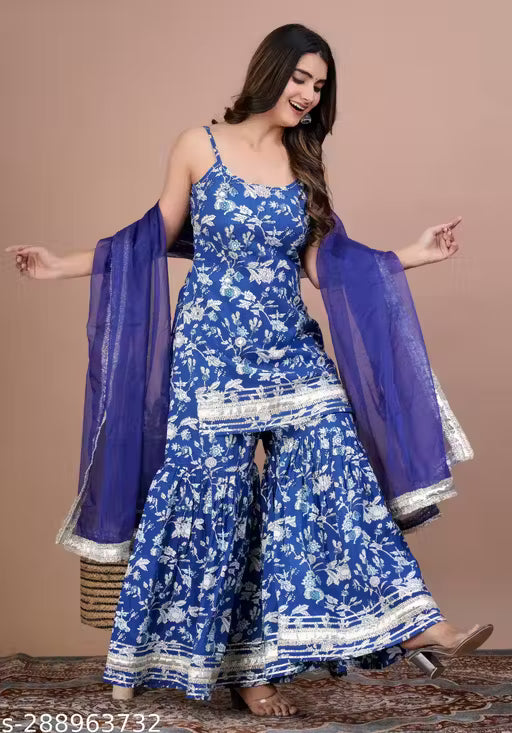 Koko Aqua Sleeveless Trending Sharara Set