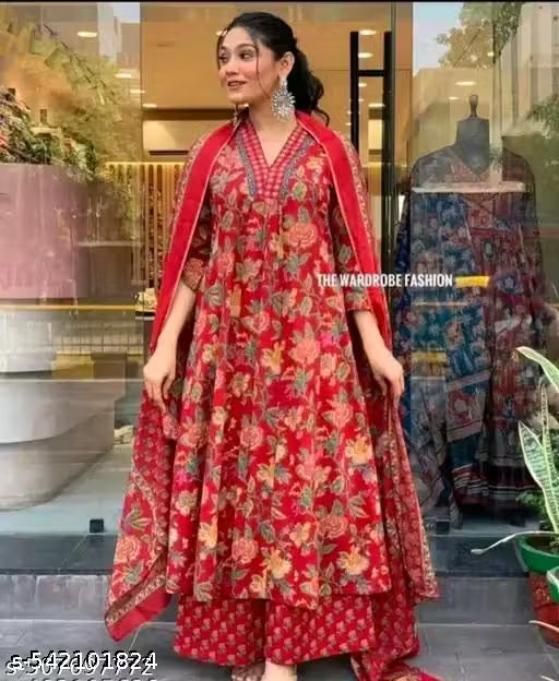 Red Trendy Kurta Set