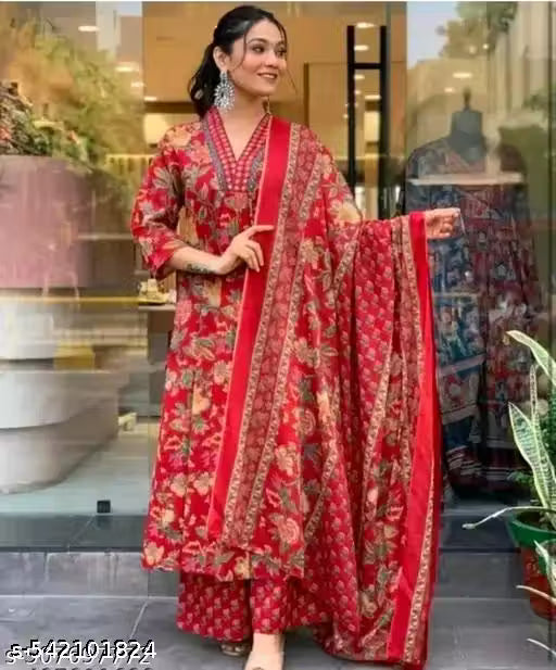 Red Trendy Kurta Set