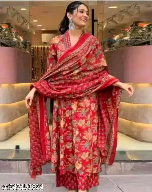 Red Trendy Kurta Set