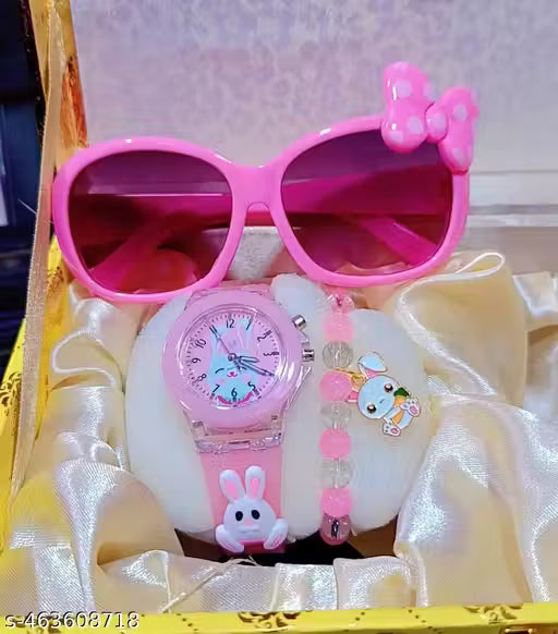 BUNNY BRACELET CHARM WATCH AND KITTY GLASS LED Luminous 7 Multicolour Glowing Disco Light | 3D Unique Cute Cartoon on Belt | Unbreakable Silicone Strap | Childrens Best Unisex Birthday Return Gift | Suitable for boys and girls of Age 3-13 Years