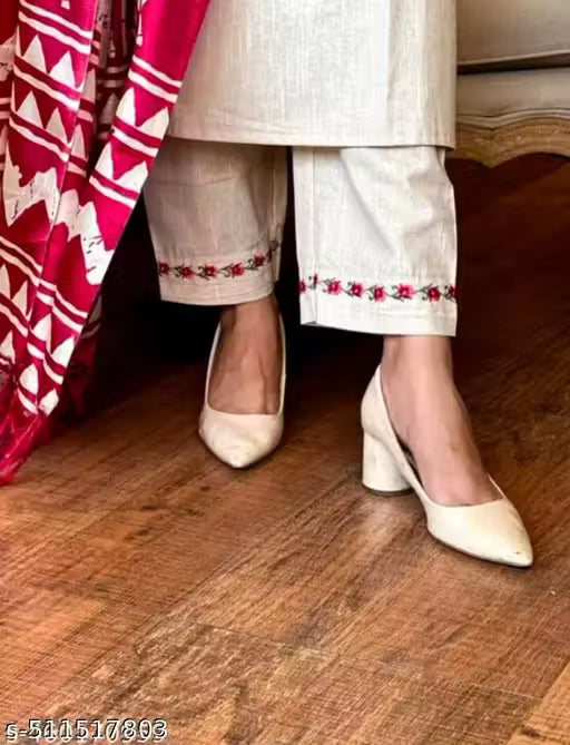 Womens Ethnic Cotton Top Pant And Dupatta Set