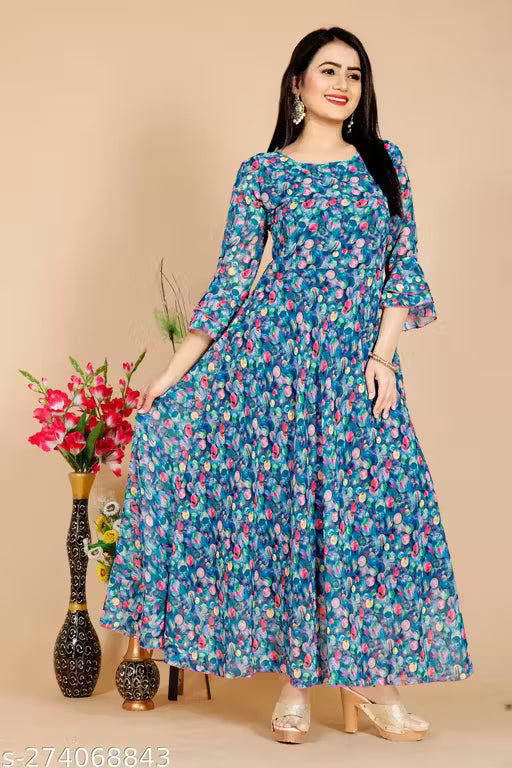 Gola Digital Printed Kurti-Gown for Women