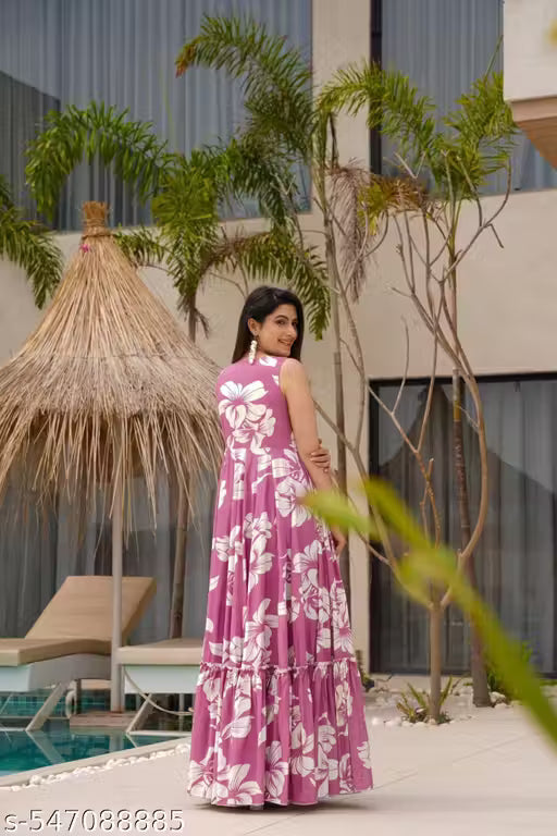Designer Gown On havy Rayon fabric with Cotton inner