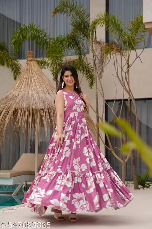 Designer Gown On havy Rayon fabric with Cotton inner