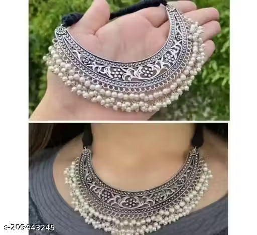 Beautiful Silver Oxidised Necklace For Womens & Girls